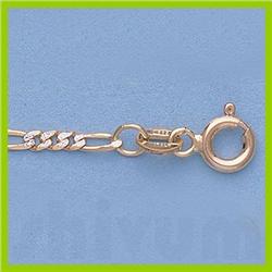 Genuine 16" 14kt Italian Gold-Yellow 2.2mm, Rhod Figaro Chain Gauge:060, 4.2gr