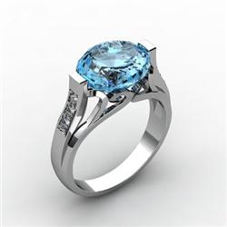 Genuine 4.59 ctw Aqua Marine Ring 18kt White or Yellow Gold