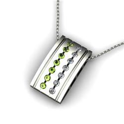 Genuine 0.57 ctw Peridot & Diamond Pendant 14kt White or Yellow Gold 4.04g