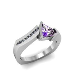 Genuine 1.20 ctw Amethyst Euro Shank & Diamond Ring 10kt White or Yellow Gold 4.85g