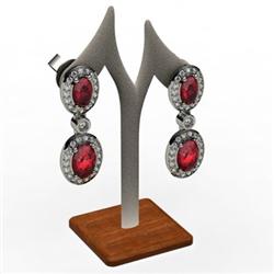 Ruby 4.12 ctw Diamond Dangling Earring 18k W/Y Gold