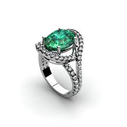 Emerald 4.87 ctw & Diamond Ring 18kt W/Y  Gold