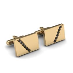 Genuine 0.36 ctw Black Diamond Cufflink 14kt W/Y Gold 6.15g