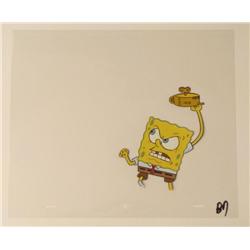 Original Animation Cel SpongeBob Throwing Clock Art