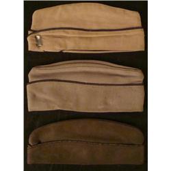3 WOOL WWII OFFICER'S SIDE CAPS-METAL BULLION PIPING