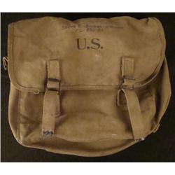 U.S. WWII AAF CANVAS BACK PACK-MARKED "US" IN FRONT