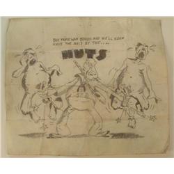 ORIGINAL WWII CARTOON-SHOWING TOJO AND HITLER