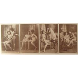 3 1920'S FRENCH NUDE GIRLIE POSTCARDS-3 1/2" X 5 1/2"