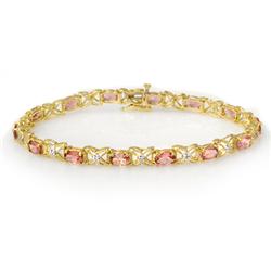Genuine 6.0 ctw Pink Tourmaline & Diamond Bracelet Gold