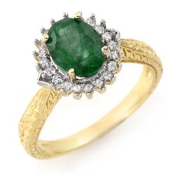 Genuine 2.35 ctw Emerald & Diamond Ring 10K Yellow Gold
