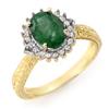 Image 1 : Genuine 2.35 ctw Emerald & Diamond Ring 10K Yellow Gold