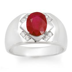 Genuine 3.3 ctw Ruby & Diamond Men's Ring White Gold