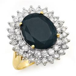 Genuine 15.55 ctw Sapphire & Diamond Ring Yellow Gold