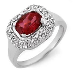 Genuine 1.90ctw Rubellite & Diamond Ring 14K White Gold