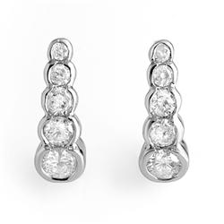Natural 1.0 ctw Diamond Earrings 14K White Gold