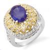 Image 1 : Genuine 4.3ct Tanzanite & Diamond Ring 14K 2tone Gold