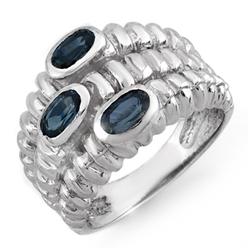 Genuine 1.25 ctw Blue Sapphire Ring 10K White Gold