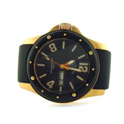 Swiss Tradition Mens Rose Gold Black Rubber Watch