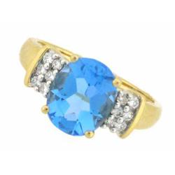 14k Yellow Gold Ring with Topaz and Diamonds