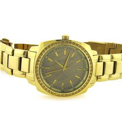 DKNY Round Gold Tone/Mother of Pearl Dress Watch