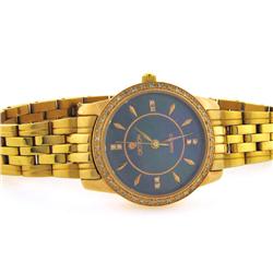 Croton Ladies Diamond Case Black Mother of Pearl Watch CR207935