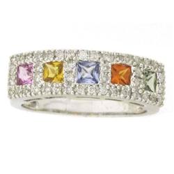 18k White Gold Ring with Diamonds and Gemstones