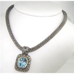 John Hardy 18K Yellow Gold / Silver Blue Topaz Necklace