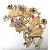 Image 1 : 14K Gold Diamond, Sapphire, Ruby & Emerald Pin