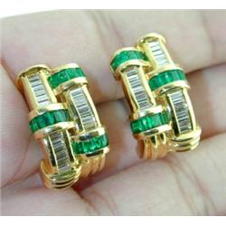 Krypell 18K Yellow Gold Emerald Diamond Earrings