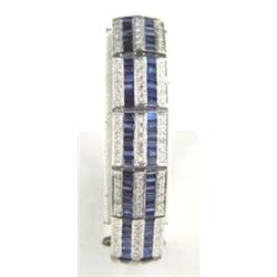 18k White gold Diamond & Blue Sapphire Bracelet