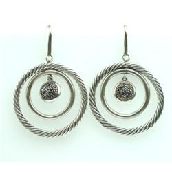 David Yurman Silver, Black Diamond Earrings
