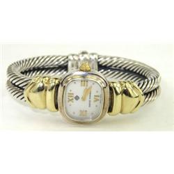 David Yurman Stainless Steel/14K Gold Bangle Watch