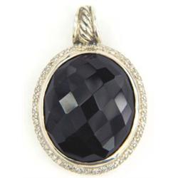 David Yurman Silver Onyx & Diamond Pendant