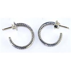 David Yurman Silver Diamond Earrings