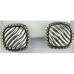 David Yurman Silver/ 18K Gold Diamond Earrings