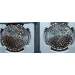 1898 & 1881S  morgan dollars NGC 63