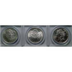 3 ANACS Morgan $  graded correctly:1890S MS62-1902 AU58-1921S MS61
