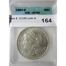 1894O Morgan $  ICG50 coin is at least a 53