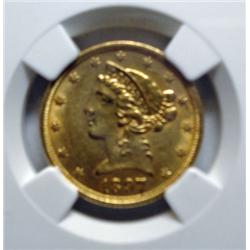 1897 $5 GOLD  NGC58