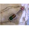 Image 3 : 18k White Gold Necklace with Tourmaline and Diamonds