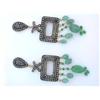 Image 3 : 18k Gold and Silver Earrings with Emerald and Diamonds