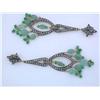 Image 3 : 18k Gold and Silver Earrings with Emerald and Diamond