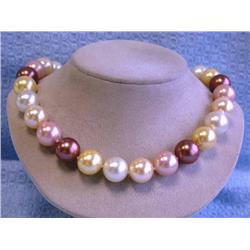Colored Shell Pearl Necklace with Gold Clasp