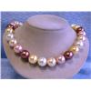 Image 1 : Colored Shell Pearl Necklace with Gold Clasp