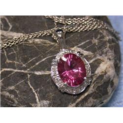 14k White Gold Necklace with Topaz and Diamonds