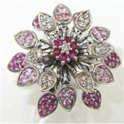 18K White Gold With Ruby And Diamond Ring