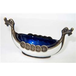 Antique Silver Russian Enamel Atlas Boat From 1910