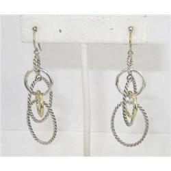 David Yurman Silver / 18K Yellow Gold Earrings