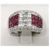Image 1 : 18K White Gold With Ruby And Diamond Ring