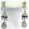 Image 1 : Platinum Diamond and Blue Stone Earrings